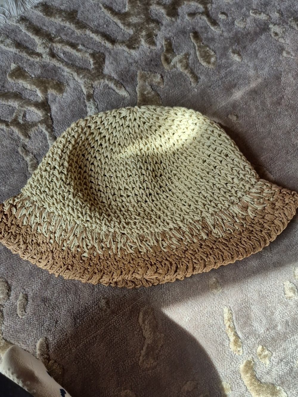 Eugenia Kim Two-Tone Straw Bucket Hat in Beige & Tan From Fabfitfun